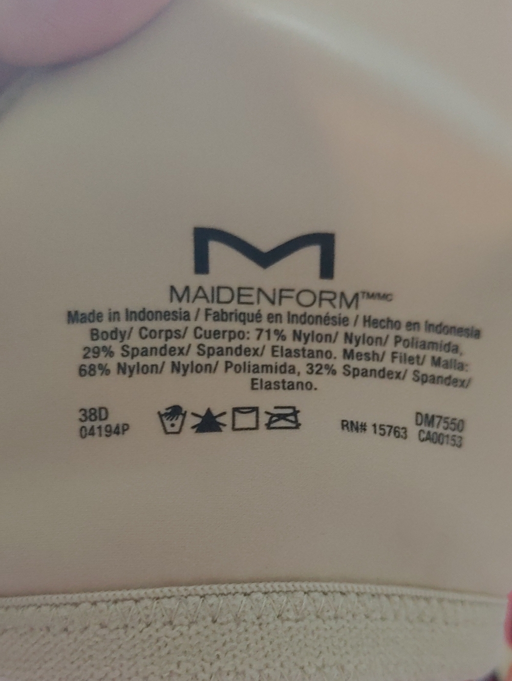 NWOT Maidenform. 38D Beige Front Closure Gorgeous Racerback Padded Underwire Bra - Picture 9 of 9